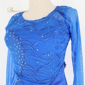 社交ダンス 衣装 ワンピース ドレス ブルー系 青 Grace レース ダンス パーティ 発表会 軽い フリル きれいめ 上品 大人 キラキラ 発表会ドレス ダンス衣装 女性用 エレガント ダンスパーティー 衣装用ドレス