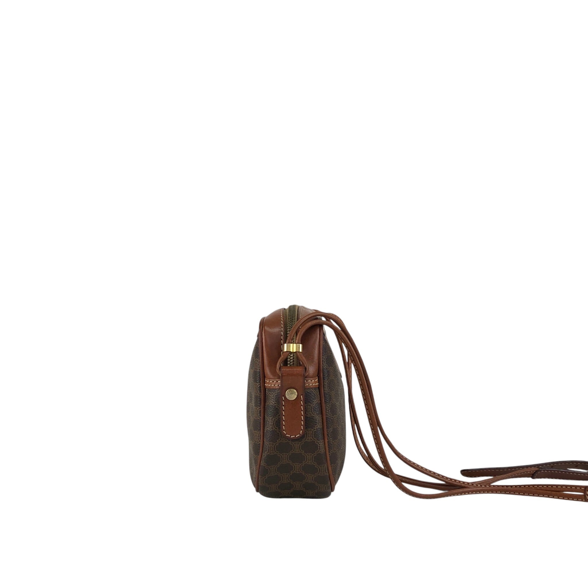 CELINE セリーヌ マカダム ショルダーバッグ ブラウン ブラゾン型押し