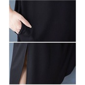 フリンジ装飾 Vネック ロングワンピース  30044