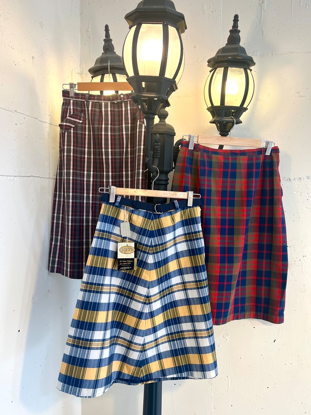 50s red×navy check skirt