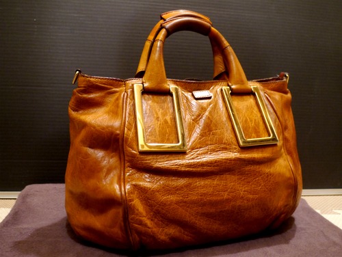 定番◆Chloe クロエ エテル ビジネス可 レザートート バッグ 茶