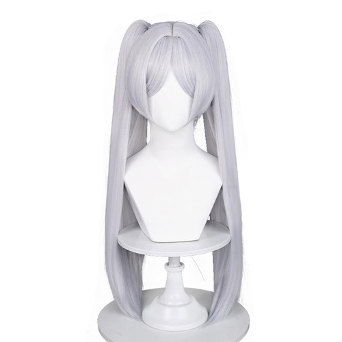 コスプレ耐熱ウィッグ シルバー ツインテール バンス付き キャラクターウィッグ ★葬送のフリーレン/フリーレン 等 ★受注品★