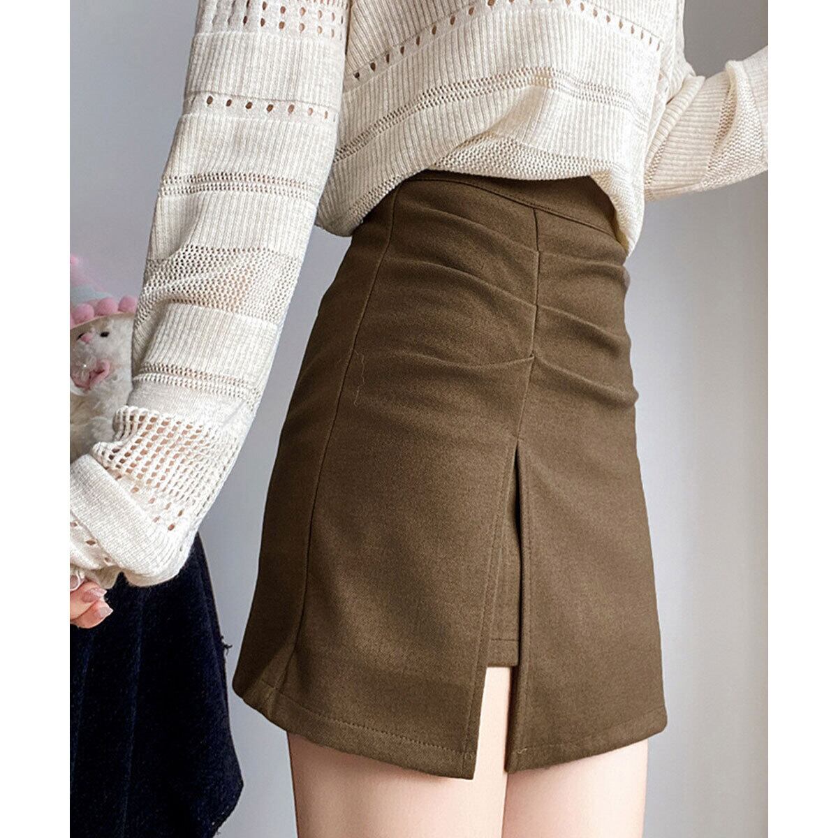 タイトスカート ミニ丈 インナーパンツ付き レディース 春秋冬 韓国 大人 きれいめ シンプル 通勤 ビジネス オフィス カジュアル ハイウエスト ミニスカート 美ライン 大人可愛い 大人女子