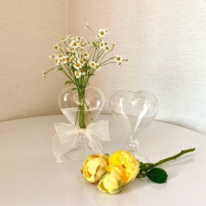 クリエイティブ ガーリーハートの花瓶♡リボンアレンジ アロマセラピー 小さな花束