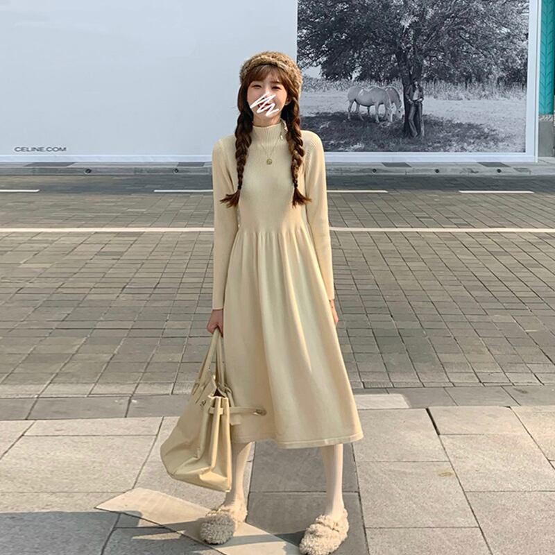 スプリングカラースカート ドレス ウェストセーター 春物 スーパーモール6663728819