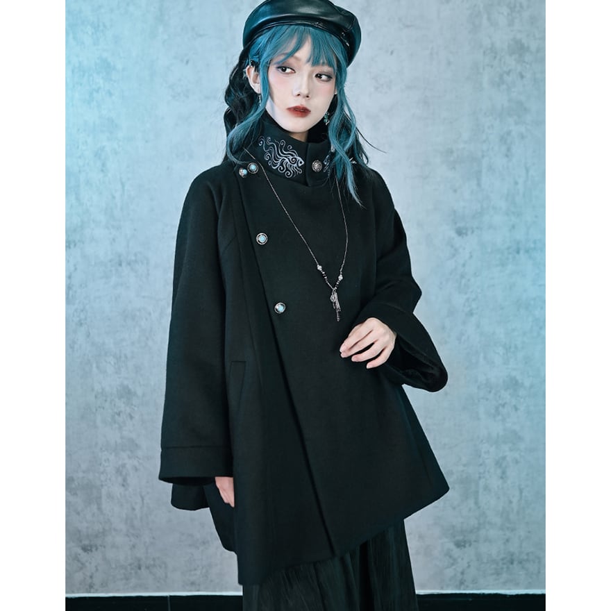 大人ゴシック ケープ コート ゆったり 刺繍 古怪舎 30代 アラサー