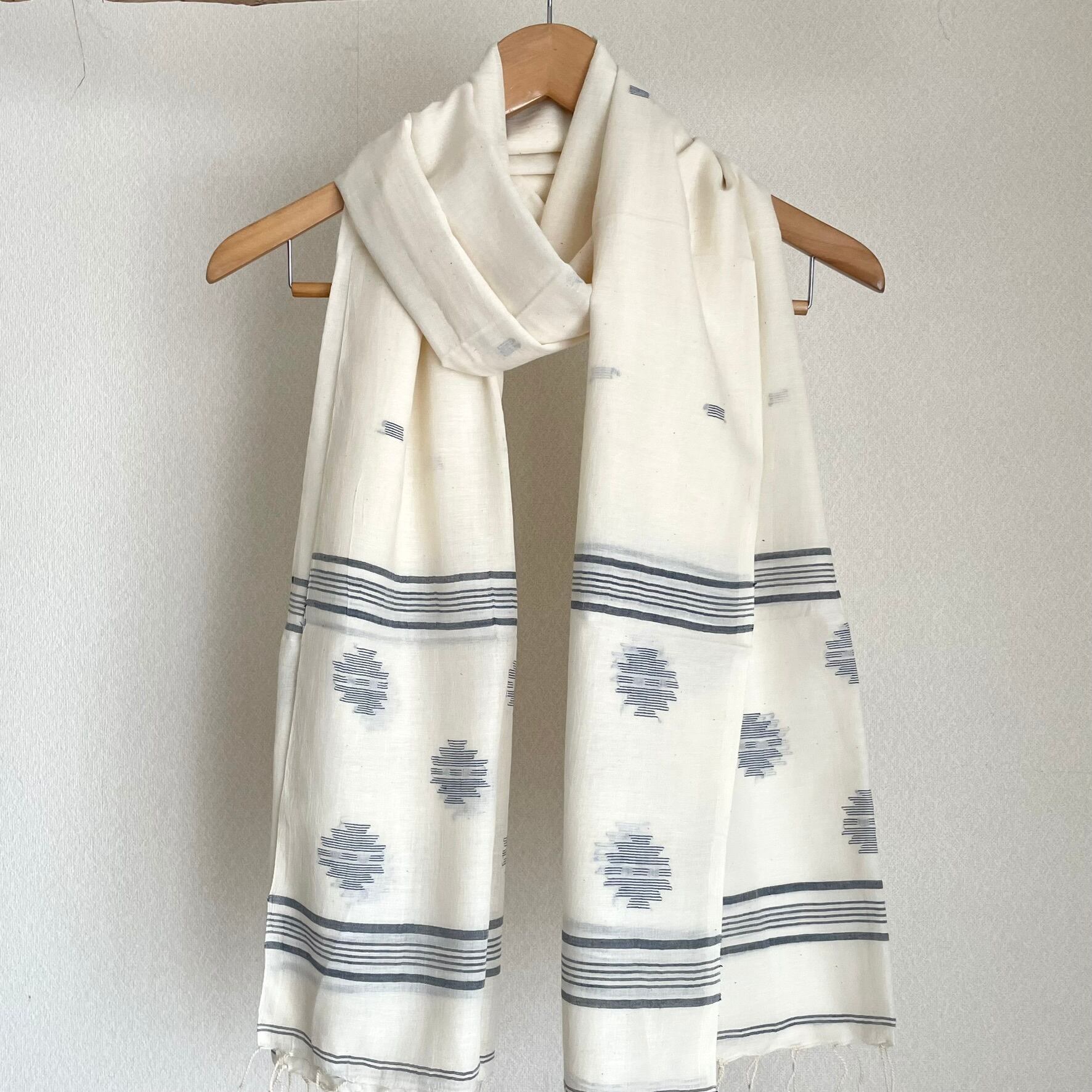 インド綿 ストール カディコットン ジャムダニ 手織り L 人気 インド