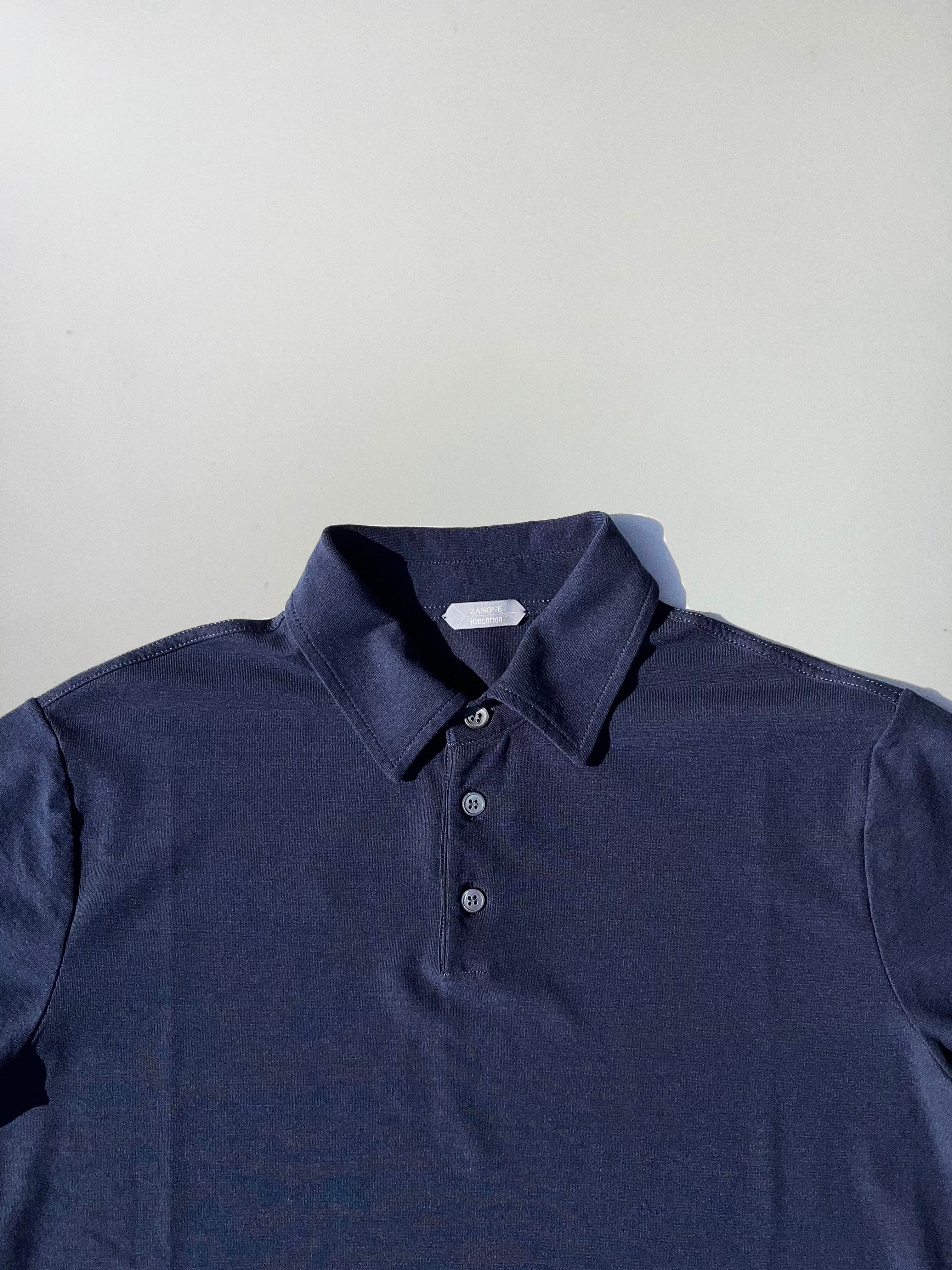 ザノーネ　アイスコットン　ポロシャツ　ネイビー　48 ZANONE ザノーネ ポロシャツ/ICE COTTON アイスコットン【大きい
