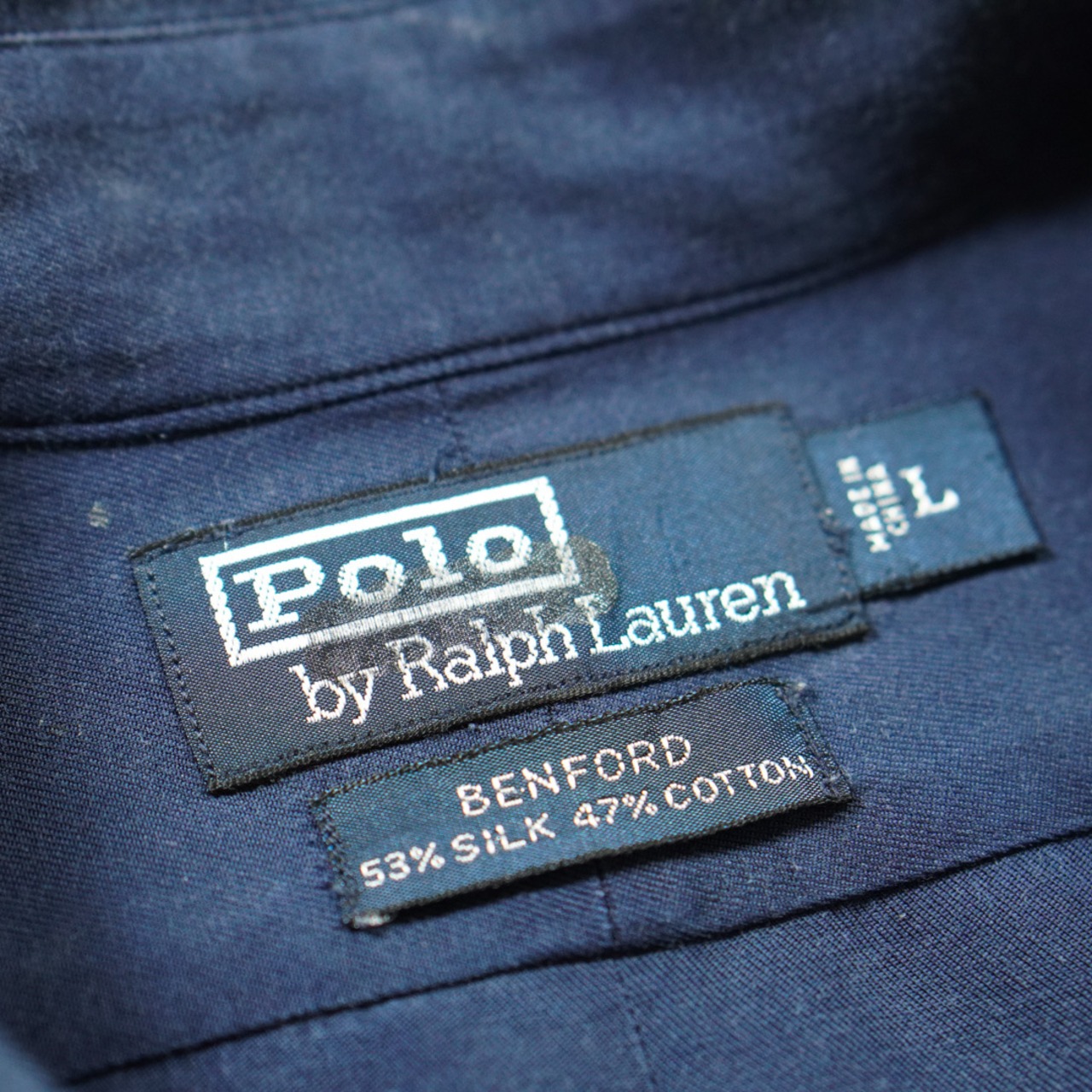 90s Polo by Ralph Lauren SILK COTTON shirt "BENFORD" L 古着 - 10