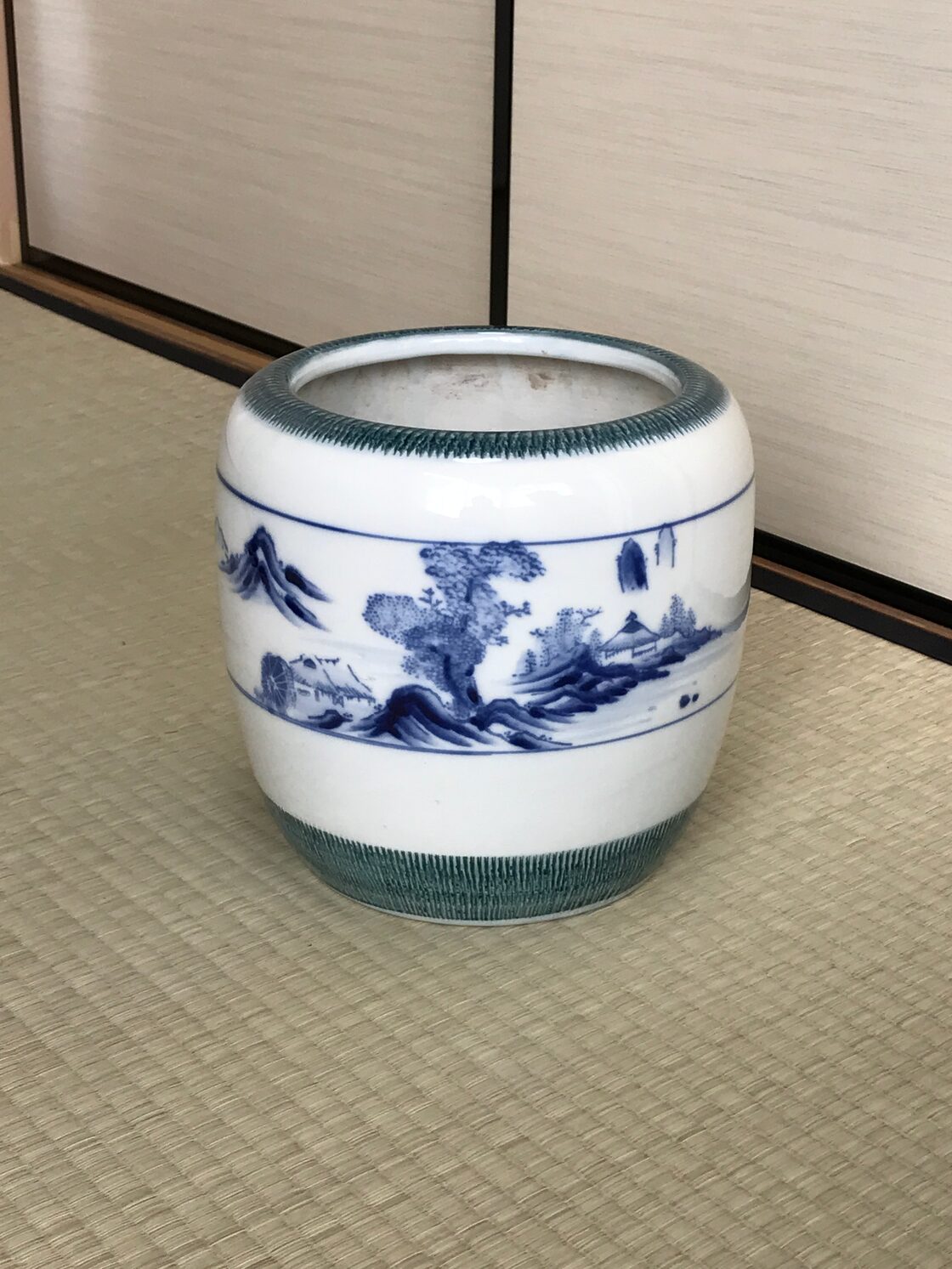 山水絵火鉢(手焙) 箱なし 古物 | Pay ID