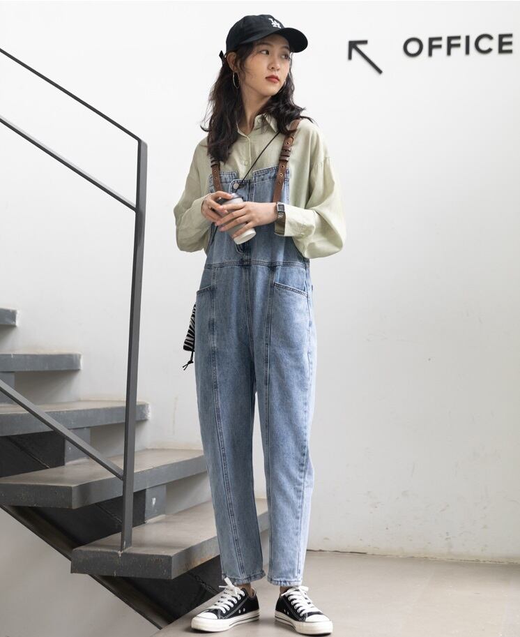 韓国風 合皮吊りサロペット レディース おしゃれ デートコーデ オールインワン デニム 楽ちん 大人 可愛い トップス ボトムス ゆったり つなぎ 送料無料 韓国レディース キッズファッション Londonbridge ロンドンブリッジ