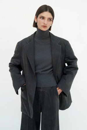 [TREEMINGBIRD] Suede Piping Classic Set-up Jacket [ Charcoal ] 正規品 韓国ブランド 韓国通販 韓国代行 韓国ファッション TRMNGBD tmb TREEMING BIRD 日本 店舗