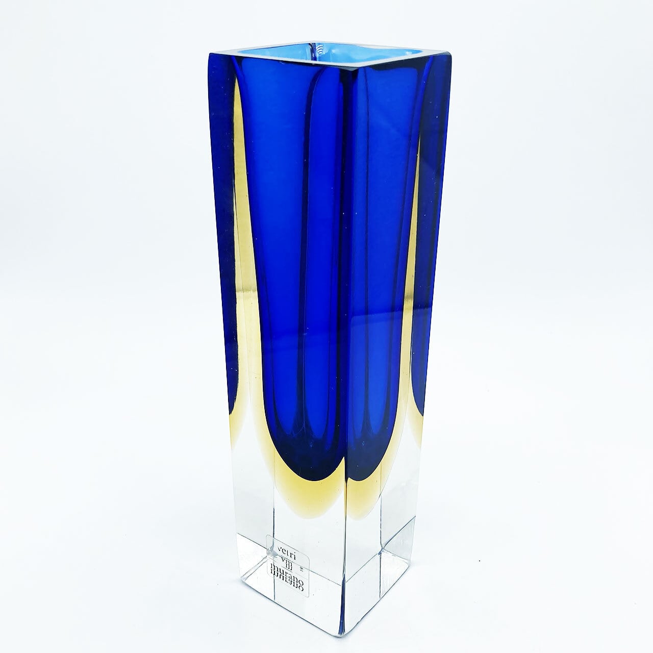 ムラノガラス ソンメルソ 花瓶 ムラーノ ベネチア 青 - 工芸品