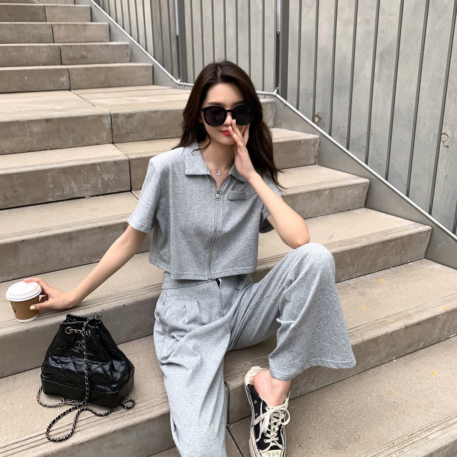 カジュアルサマーハイウェストショートトップス パンツ 夏物 6Du_Shop_Women90504795289