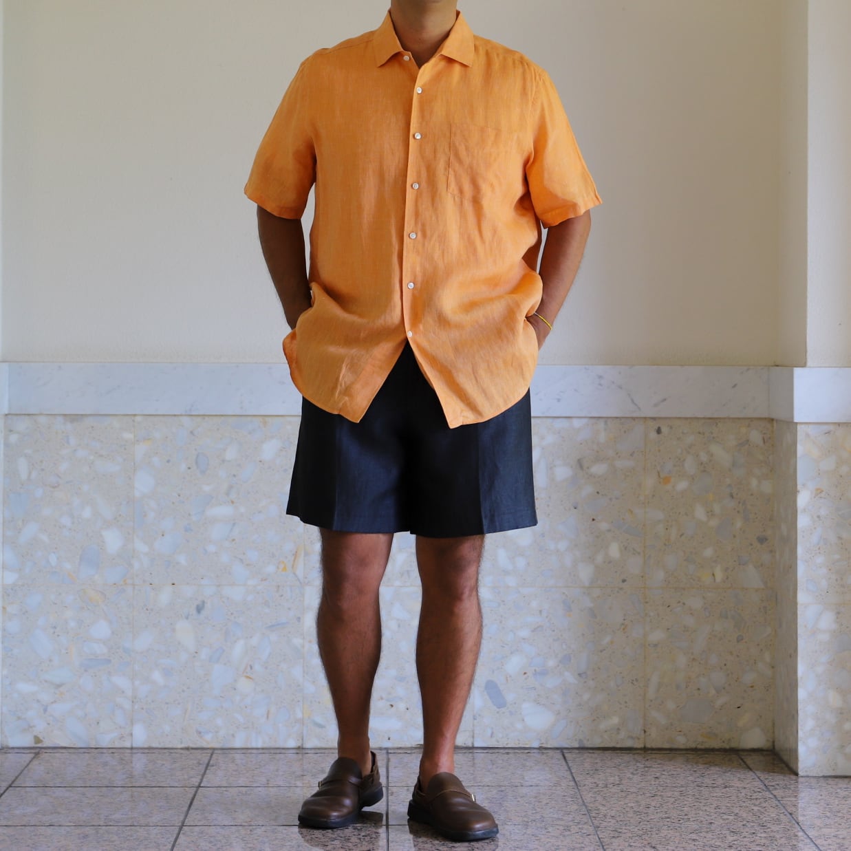 定価8万】Ralph Lauren Purple Label special linen shirt S/S made in