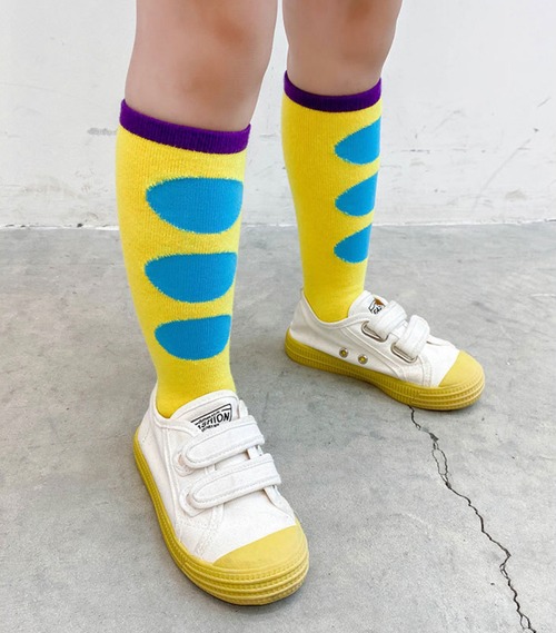 カラフル！かわいい♡カラフルスリードットハイソックス♪ブルードット 靴下 キッズソックス 子供