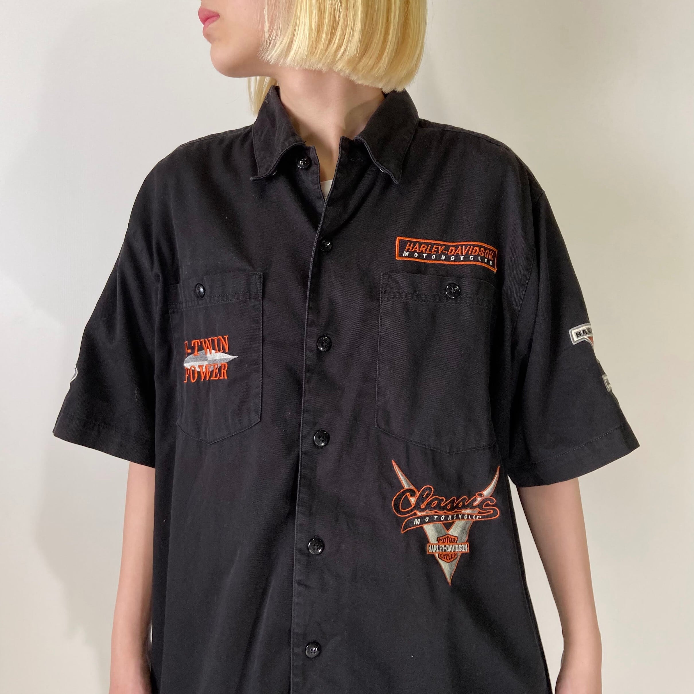 Harley-Davidson ハーレーダビッドソン バックロゴ刺繍 半袖シャツ ...