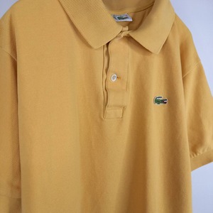 フレンチ　ラコステ　ポロシャツ　半袖　L1212　刺繍ロゴ　シェルボタン　イエロー　マスタード　M