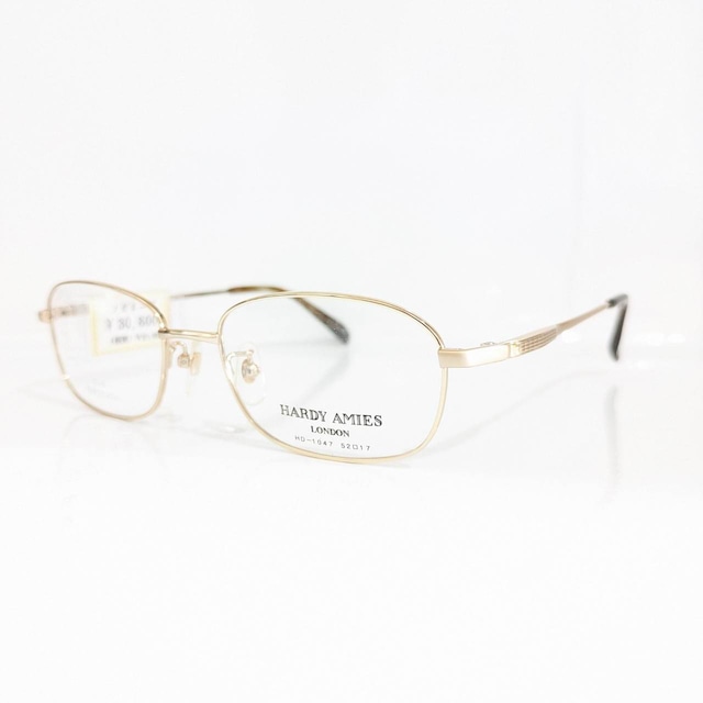 【HARDY AMIES】スクエアメタルフレーム　ゴールド
