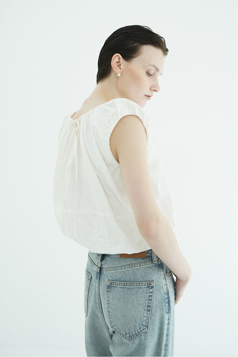 CLANE W FACE DOT SLEEVELESS RIBBON TOPS | FLICKA ASHIYA
