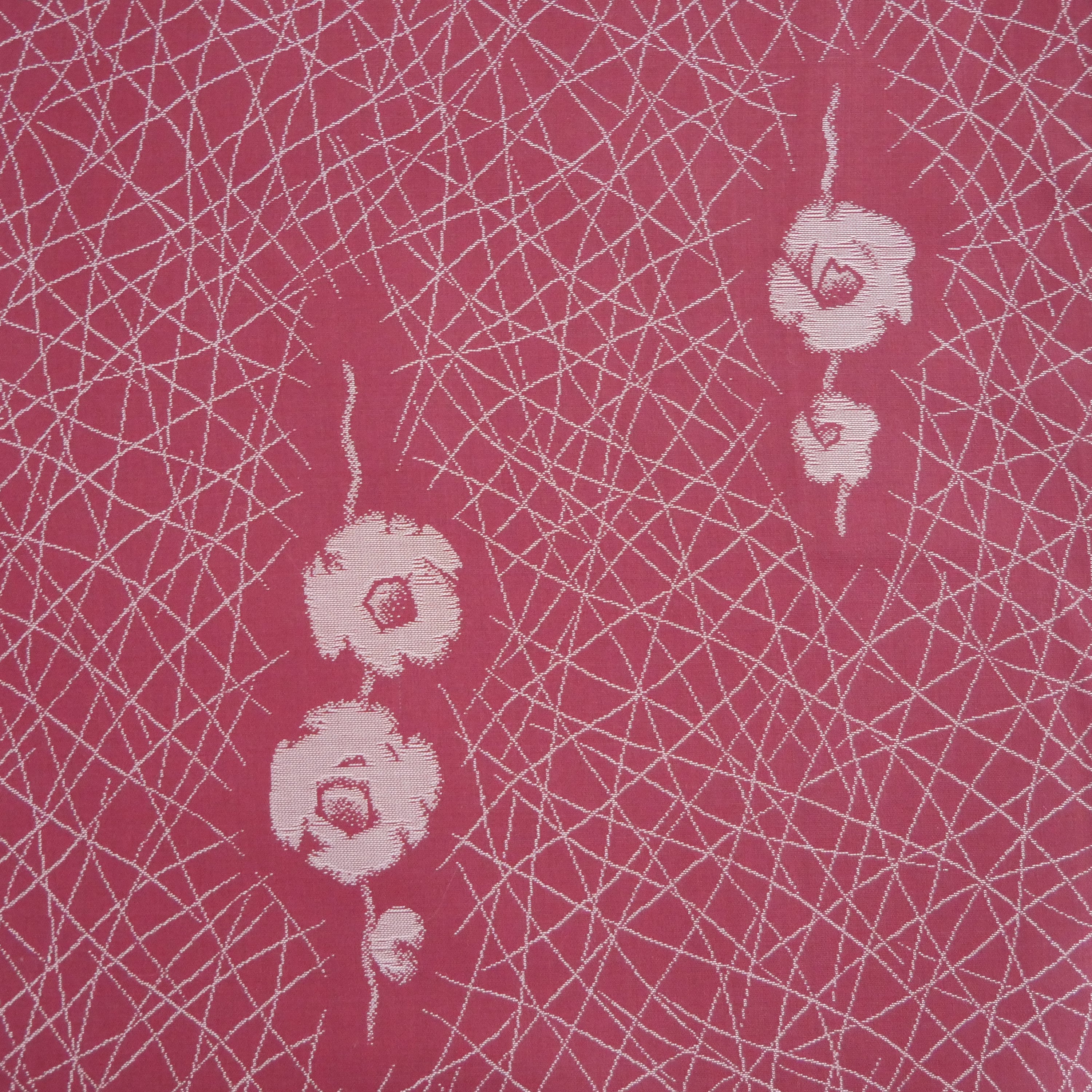 正絹 花柄 御召小紋着物 | Vintage omeshi komon kimono with flowers and lines