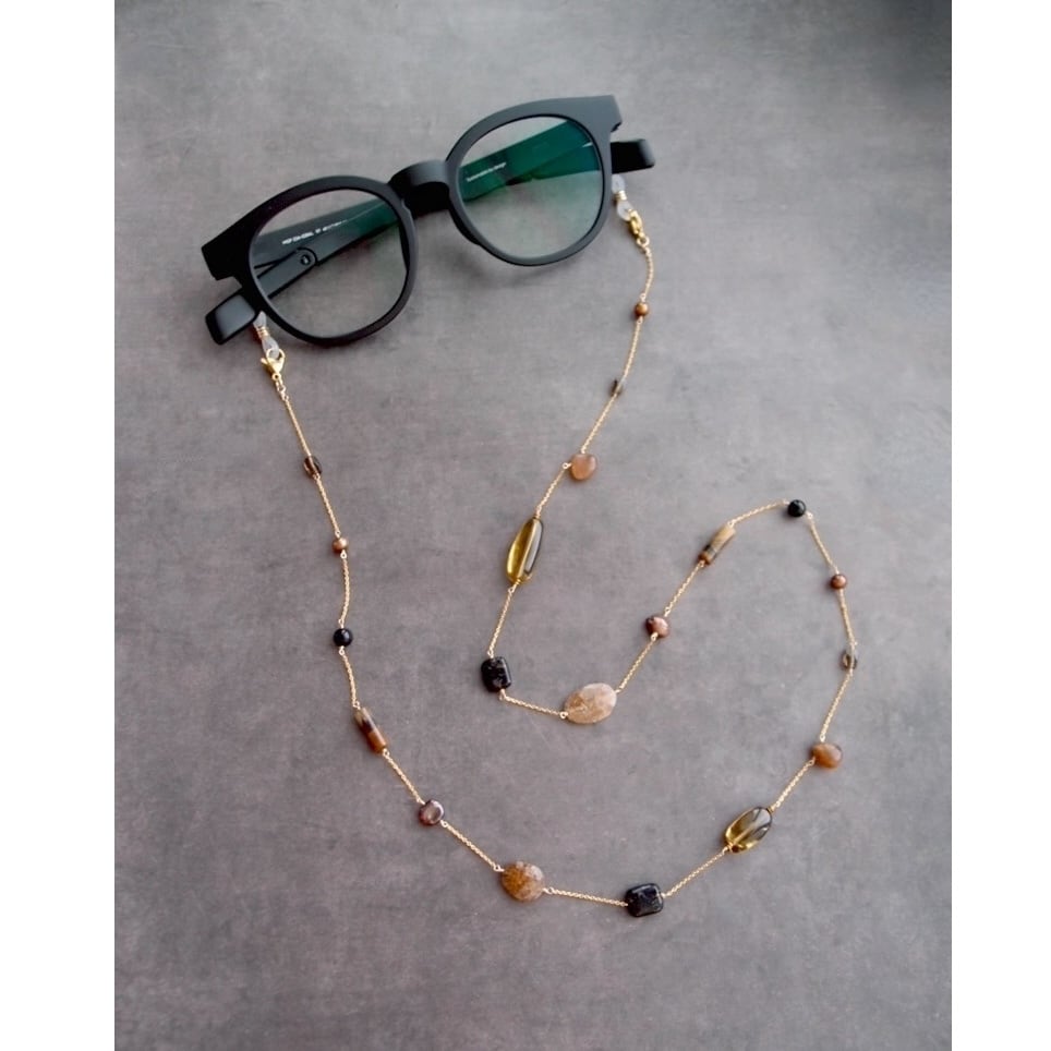 Glasses Code】 K14gf × Brown／2way Necklace グラスコード