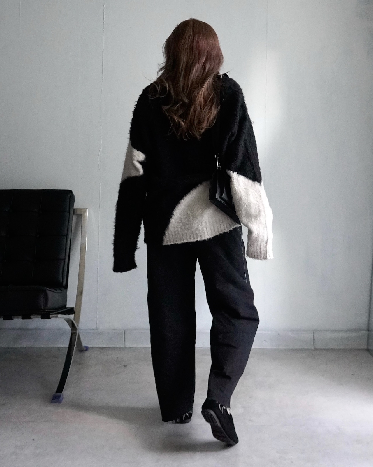 2waxcross west ワイドストレートデニムpt／Black