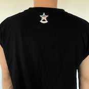 NUMBERX silver ラインストーン (半袖袖無しT-shirt)"Black"