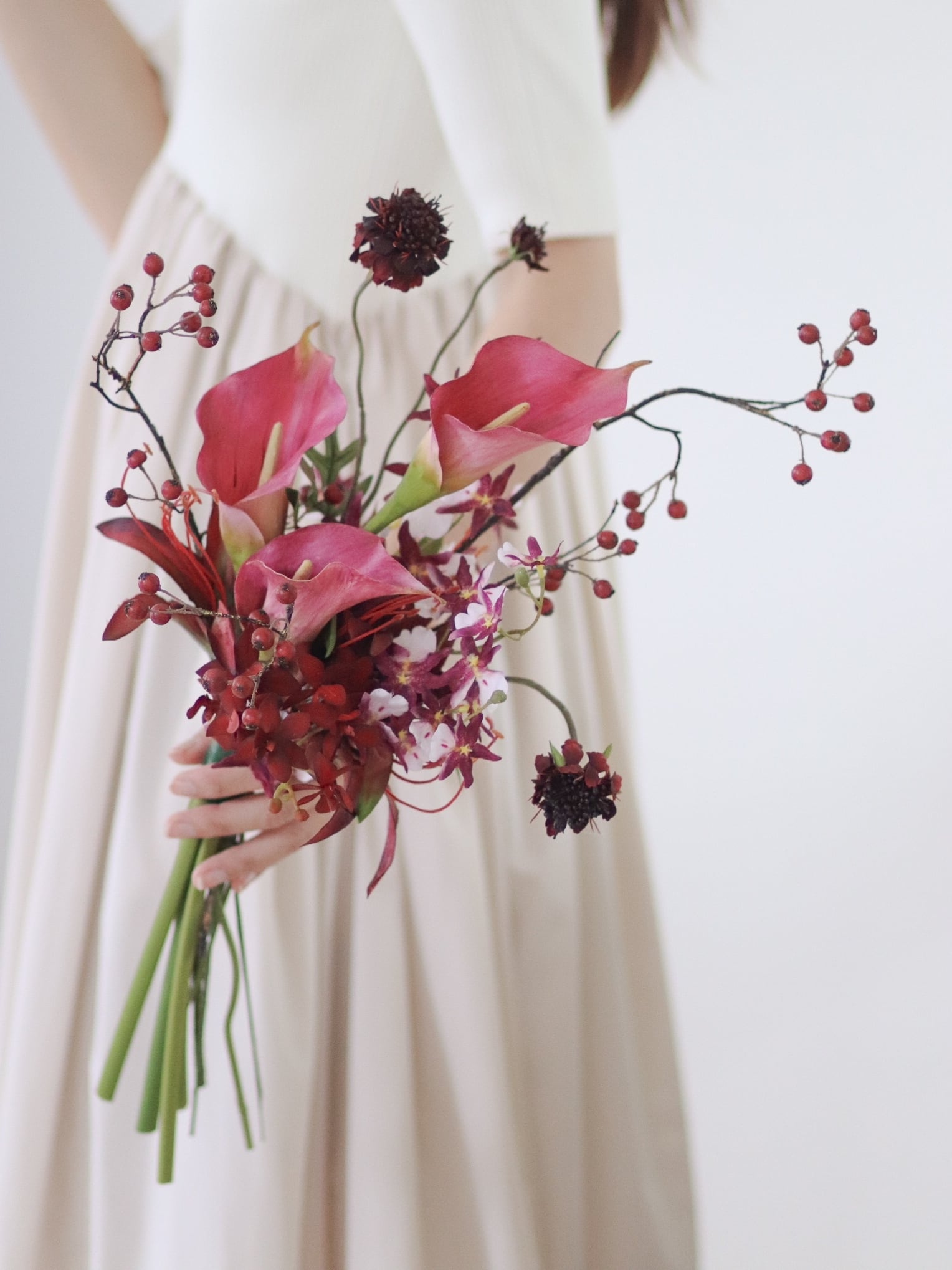 〈 完成品販売ブーケ 〉bordeaux mini artificial flower bouquet