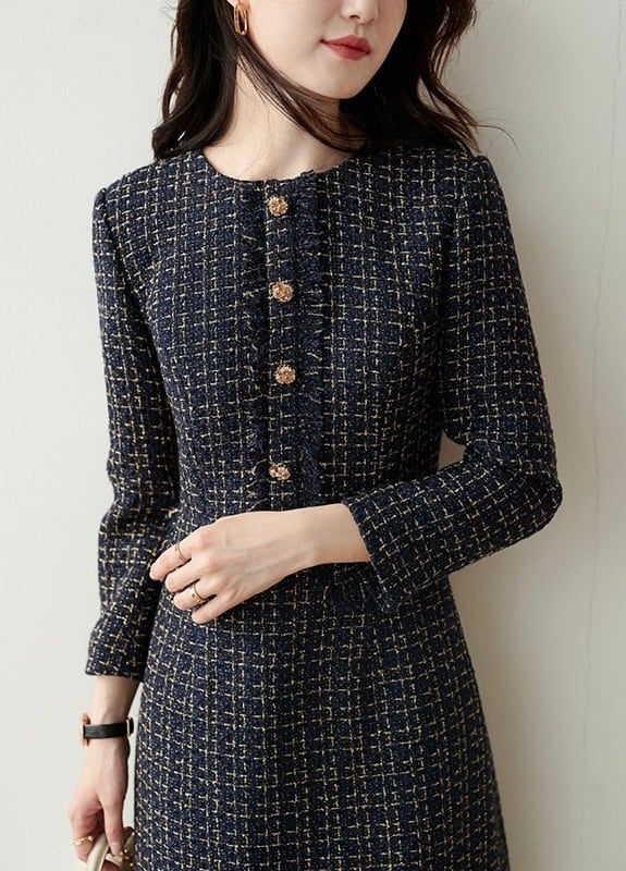 ワンピース 膝丈スカート 膝丈 ツイードワンピース ツイード柄