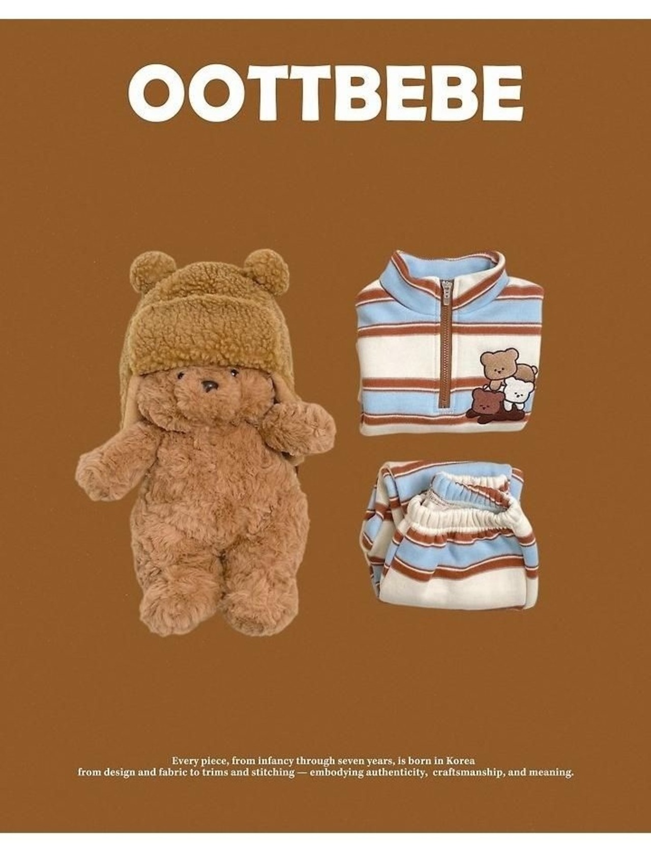 韓国子供服 / 26winter / oottbebe / くまのお友達上下セット / ベビー&キッズ / 冬服 *XS~XL*