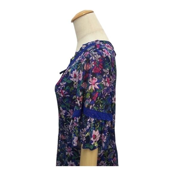 スーパービューティー ワンピース 花柄 パワーネット 2516050 ブルー