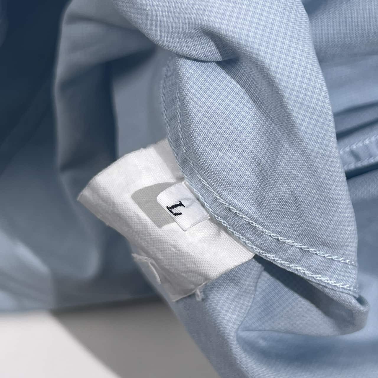 WALL GUY SHIRT PAPAS パパス 千鳥風 デザイン 長袖シャツ L/水色系 メンズ トラッド アイビー