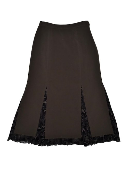 DoReMi Unique Series – Brown Long Skirt with Black Lace Trim
