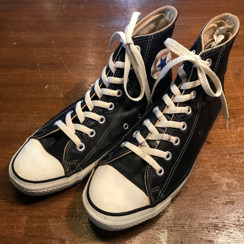 90's CONVERSE コンバース ALL STAR HI レザー 革 ブラック 黒 USA製 7 1/2 希少 ヴィンテージ | agito  vintage powered by BASE