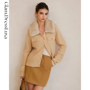 Fur Collar Knit Cardigan/2color_T1582