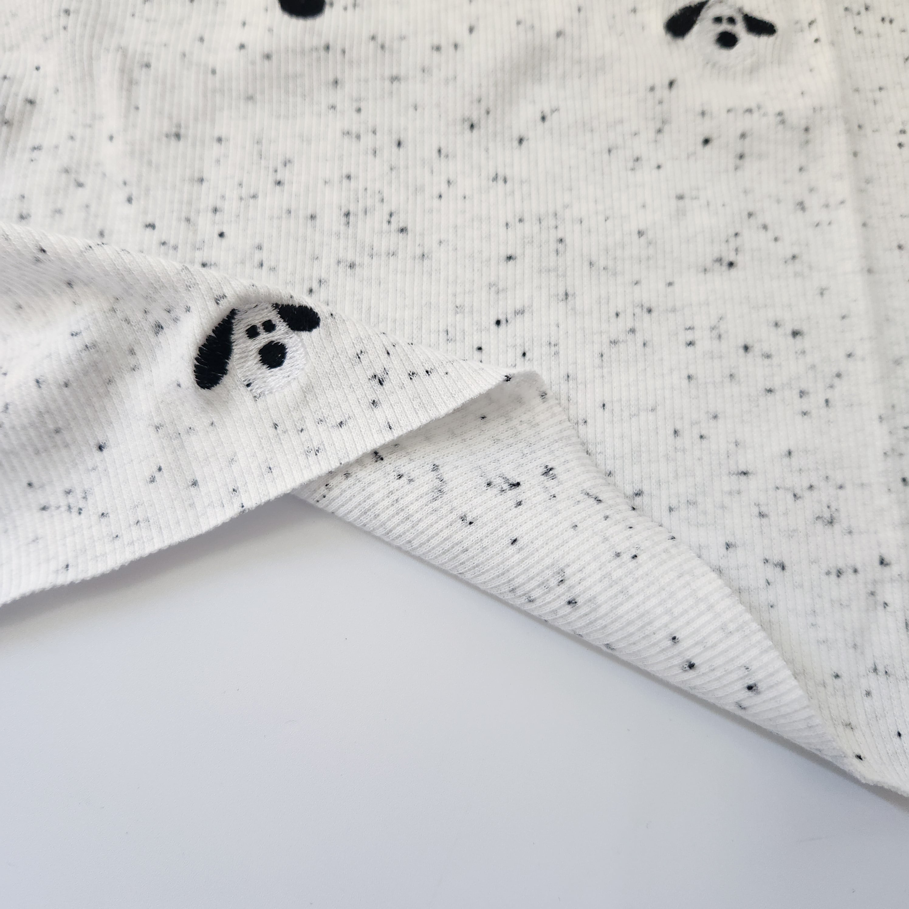 【予約】【little m様考案】黒つぶリブニット/ホワイト/heart tubu wanko/monotone⑥