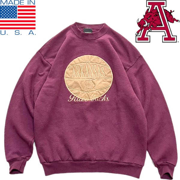 1点物◇USA製90sビンテージTSiエンジ色スウェット古着メンズL