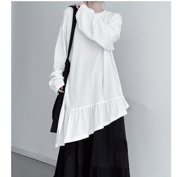 アシンメトリーフリルカットソー ◆2col R30377