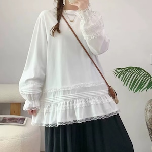 ピンタックレース使いトップス ・12486 ピンタックレース使いトップス ・12486