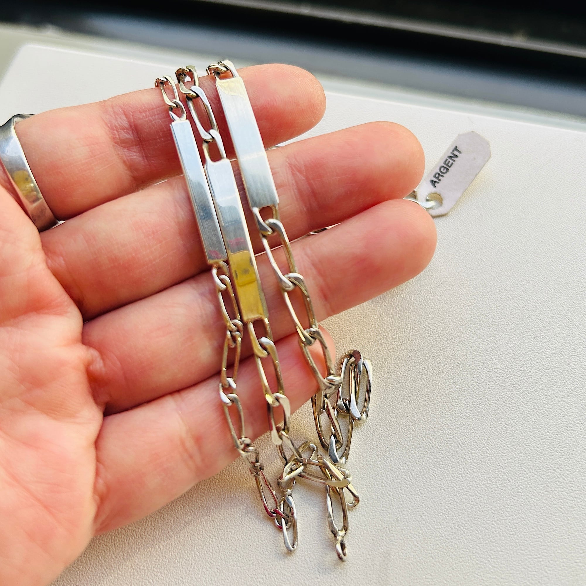 フランスシルバー800 OLD stock IDブレスレット（18cm / 4.9g） | Milo