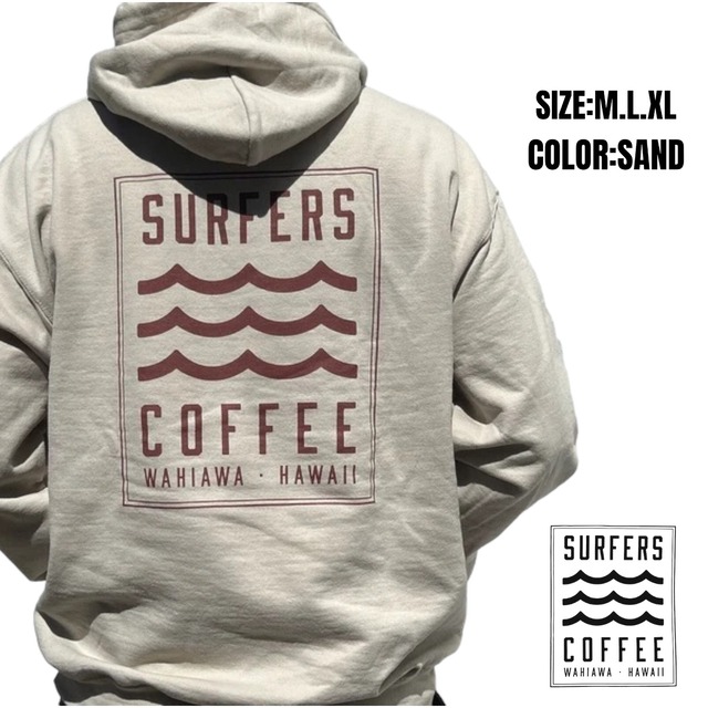 SURFERS COFFEE フーディー　 プルオーバーパーカ　裏起毛　サンド