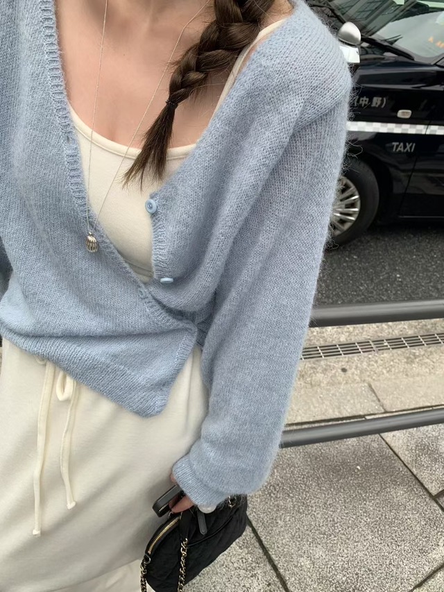 (即納) mellounge / Standing wrap cardigan