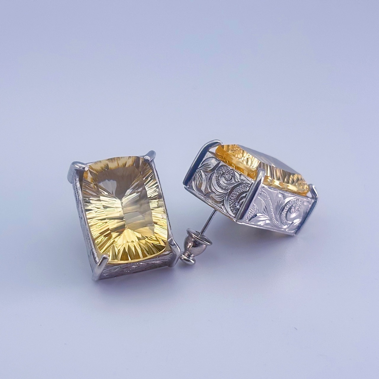 Gemstone Earrings -Citrine / Silver-