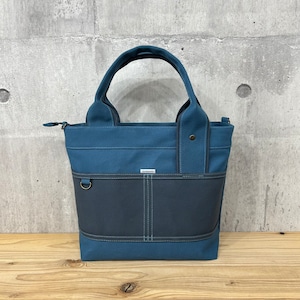 【ファスナーVer.】人気No.1.▽Bi Color Tote "M"【レインブルー×ディープオーシャン】
