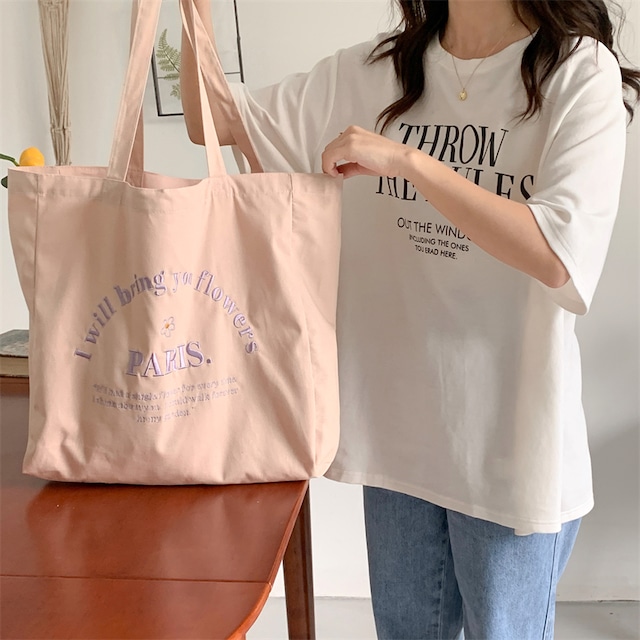 【BAG】キャンディ色系刺繍英字ロゴショルグーバッグ