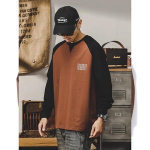 Bicolor crew neck long t-shirt 0216