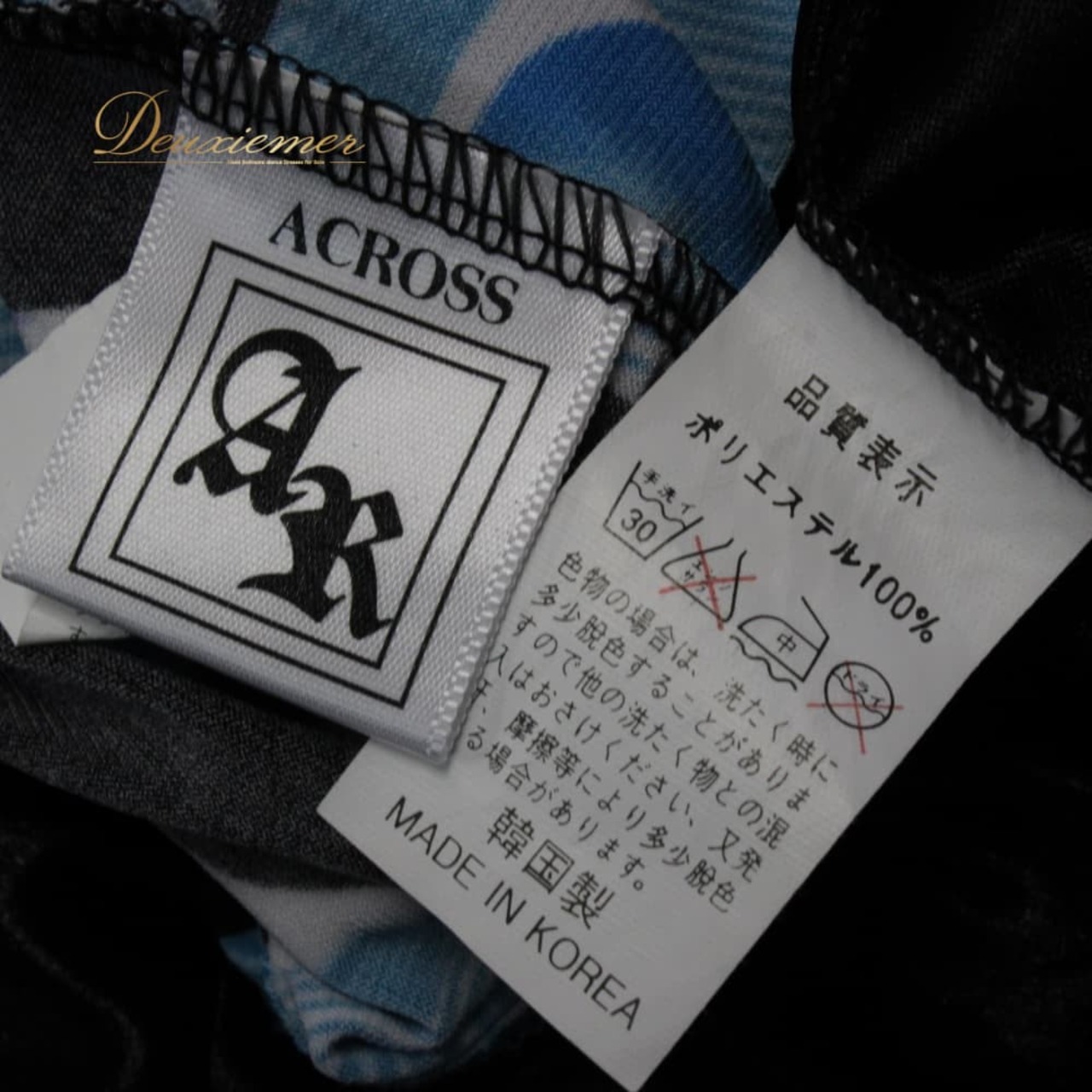 社交ダンス 衣装 ACROSS アクロス ツーピース レッスンウェア ブルー系 ブラック系 ホワイト系 パープル系 黒 白 青水色 薄紫 セットアップ 上下セット トップス スカート 上品 気品 エレガント きれいめ かわいい 大人っぽい 華やか ダンスパーティー