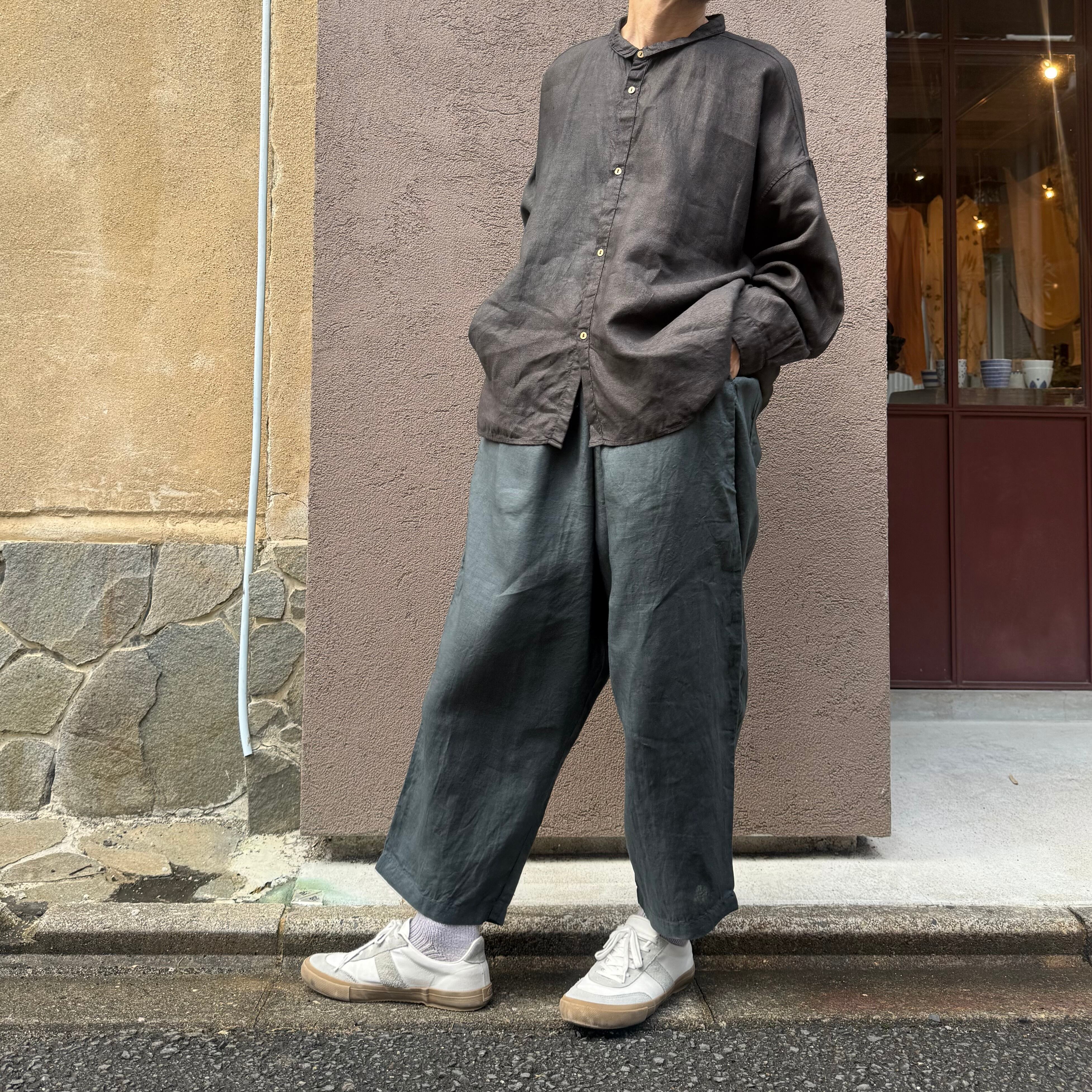 MITTAN SH-144DC 亜麻大麻ワイドシャツ(草木濃染) 柿渋×墨 size 3