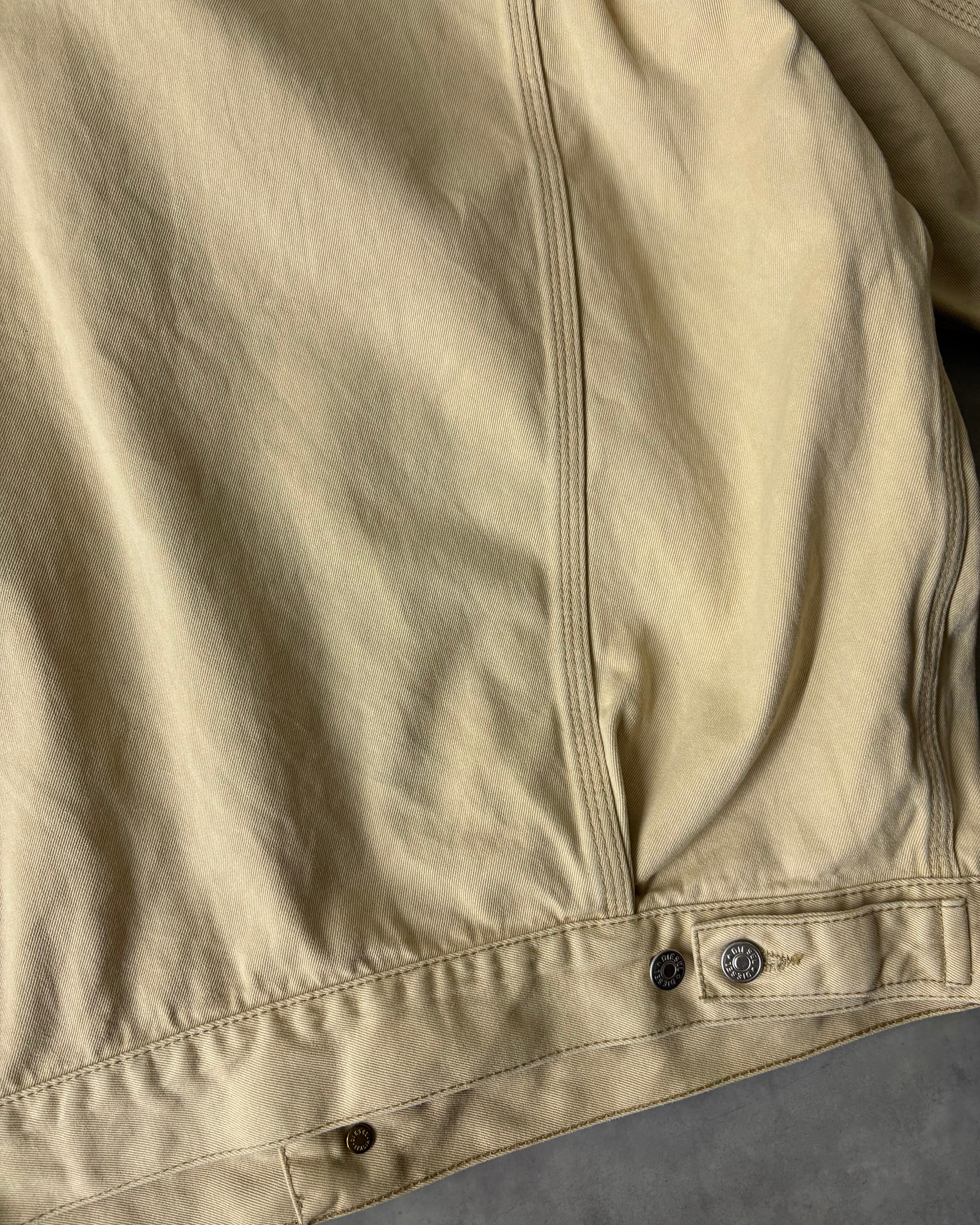 90s DIESEL Leather Collar Cotton Trucker Jacket ITALY製 | VOLAR